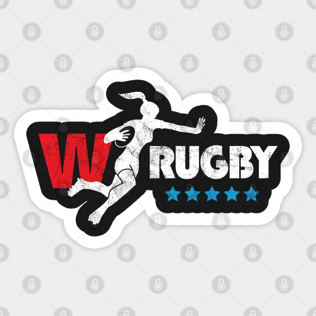 Womens Rugby - white text Sticker by atomguy